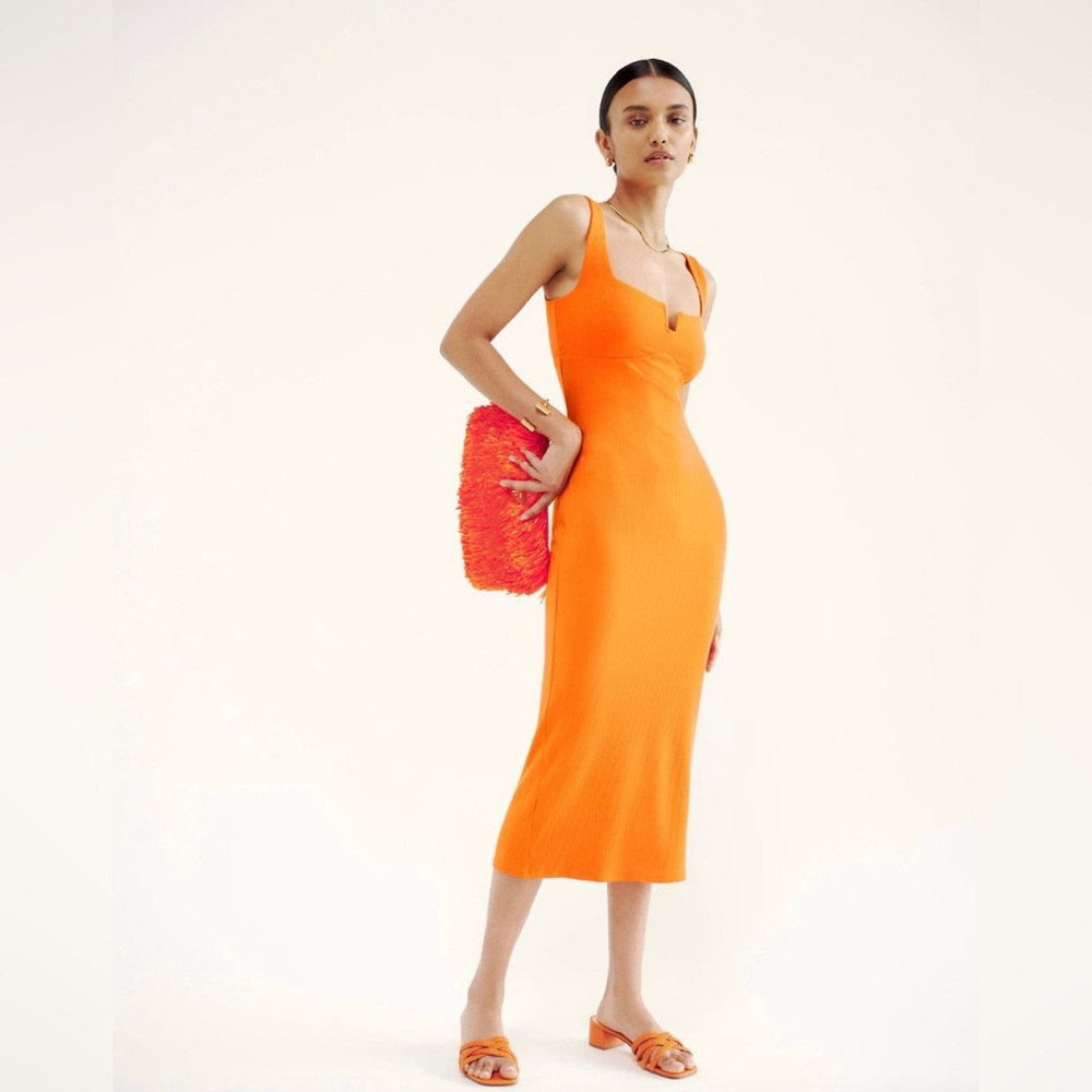 Reformation Lillee Knit Dress in Citrus Orange